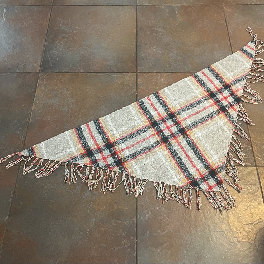 Free People Multicolor Plaid Fringe Scarf